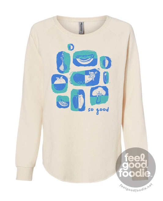 Tee See Tee Apparel & Accessories Feel Good Foodie™ | Linocut Flavor Pigment Dyed Crewneck Sweatshirt